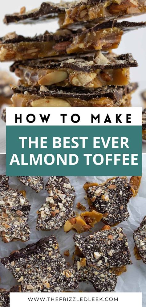 Almond Toffee Recipe, Toffee Bark Recipes, Salted Almonds, Toffee Bark, Salty Sweet Snacks, Almond Toffee, Almond Crunch, Sees Candies, Healthy Cookie