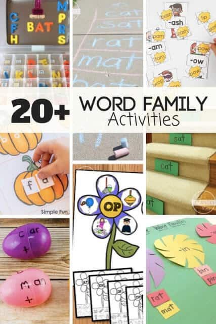 20 FUN Word Family Activities for early readers - free printable, fun, hands on, word family games for preschool, kindergarten, first grade #wordfamilies #preschool #kindergarten #firstgrade #123homeschool4me #teachers #educationalactivity Word Family Games, Family Activities For Kids, Word Family Activity, Phonics Passages, Word Families Printables, Phonics Ideas, Preschool Phonics, Word Family Activities, Word Family Worksheets