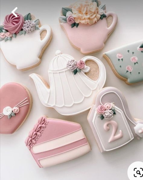 Tea Time Cookies, Bridal Shower Tea Party Theme, Tea Cup Cookies, Cup Cookie, Tea Party Cookies, Teapot Cookies, Bridal Cookies, Honey Suckle, Turtle Cookies