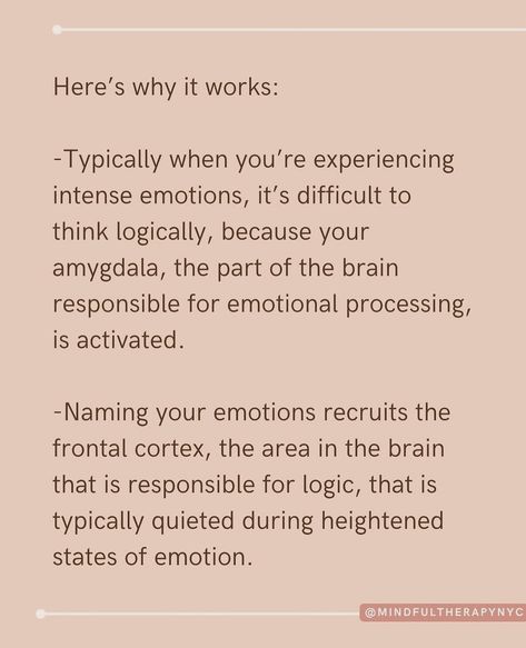 “Name it to tame it” highlights the power of labeling emotions to manage them effectively. Identifying feelings, such as anger or sadness, activates the brain’s rational centers, reducing emotional intensity. This awareness fosters self-control and prevents impulsive reactions. By acknowledging emotions, you create space to process them constructively, leading to greater emotional balance and healthier responses in challenging situations. #nameittotameit #emotions #nameyouremotions #feelings ... Name It To Tame It, Acknowledging Emotions, Labeling Emotions, Feeling Your Feelings, Identifying Feelings, Emotional Balance, Self Control, Create Space, The Brain