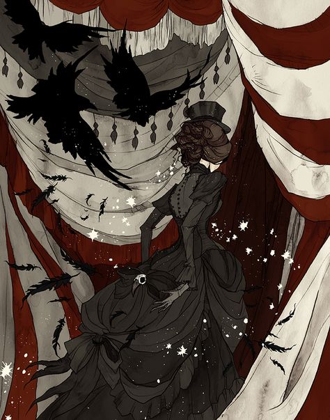 the night circus | art Abigail Larson, The Night Circus, Circus Aesthetic, Dark Circus, Night Circus, Circus Art, Arte Sketchbook, Gothic Art, A Drawing