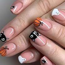 Halloween Nails Diy, Nail Art Halloween, Halloween Nails Easy, Nagellack Trends, Short Fake Nails, Halloween Press On Nails, French Nail Art, Halloween Nail Designs, Art Halloween