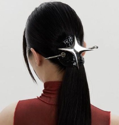 Futuristic Accessories, Hard Candy, Jewelry Inspo, Mode Inspiration, Her Hair, Red Leather, Hair Pins, Hair Clips, Hair Hair