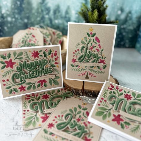 Nichol Spohr LLC (@nicholspohr) on Instagram Tree Stencils, Joy Christmas Card, Banner Shapes, Tree Stencil, Card Inspo, Festive Crafts, Stencil Material, Holiday Messages, Christmas Stencils