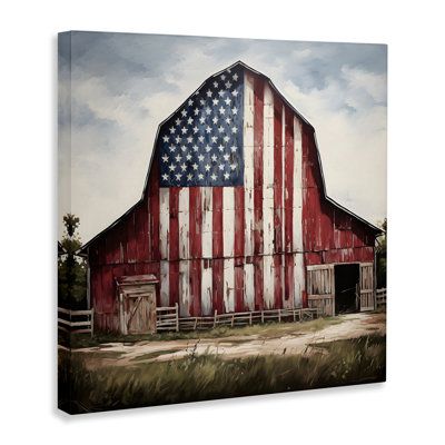 Our stretched canvas, floating framed, framed giclée and wall plaques are created with only the highest standards. We print with high quality inks. The art comes ready to hang with no installation required. August Grove® Overall Size: 24" H x 24" W | August Grove® Americana Barn View Canvas Wall Art by Petal Prints Design Canvas in Red | 24" H x 24" W | Wayfair | Home Decor White Foil, Bee Painting, Prints Design, Wall Art Plaques, Floral Wall Decor, Lithograph Print, Old Barns, Stupell Industries, White Home Decor