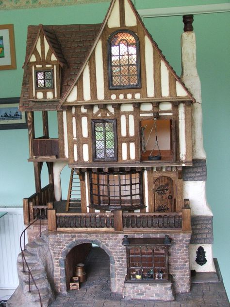 Tudor dolls houses and fantasy dolls houses - Gerry Welch Manorcraft Dolls Houses Fantasy Dolls, Doll House Plans, Medieval Houses, Sims House Plans, Victorian Dollhouse, Tudor House, Fantasy Doll, Dolls Houses, Terraria