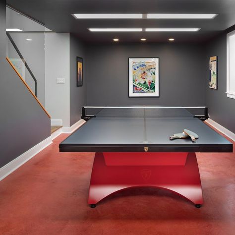 Four Brothers Design + Build’s Instagram profile post: “🏓 This dedicated table tennis room is all fun and games!⁣ ⁣ As part of a full home remodel, Four Brothers designed this den for serious…” Tennis Room, Table Tennis Room, Four Brothers, Transitional Home, Sports Room, Fun And Games, Gaming Room Setup, Home Remodel, Transitional House