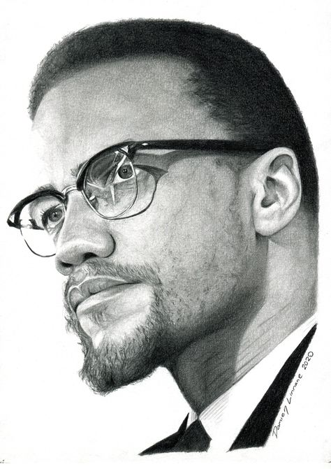 Malcolm X Drawing, Malcom X Tattoo Stencil, Drawing Outlines People, Realism Tattoo Design Black, Malcolm X Tattoo, Black Thoughts, Black Men Tattoos, Army Tattoos, Celebrity Artwork