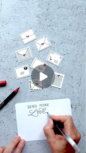 Glass Piano, Ink Lettering, Paper Scraps, More Love, Big Shot, Brush Pen, Love Letters, Valentines Cards, Mixed Media