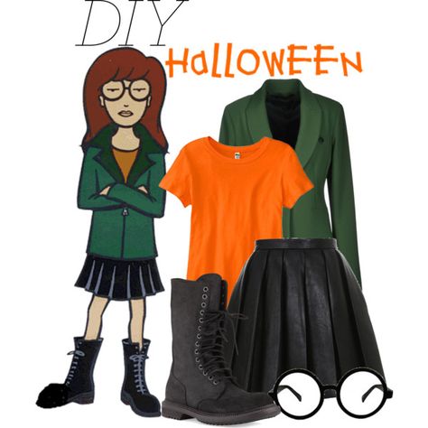 DIY Halloween Costume: Daria Morgendorffer by chezamanda on Polyvore featuring polyvore, fashion, style, Annarita N., Balmain, Rick Owens, clothing, DIY, Halloween and contest Daria Costume, Daria Cosplay, Thundercats Costume, Daria Morgendorffer, Cartoon Character Costume, 90s Costume, Hallowen Costume, Fashion 90s, Diy Halloween Costume