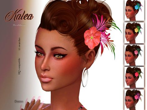 [Suzue] Kalea Headdress Toddler Earrings, Female Sims, Peach Necklace, Head Flower, Cat Nose, Peach Earrings, Cat Ears Headband, Heart Glasses, Sims 4 Mm