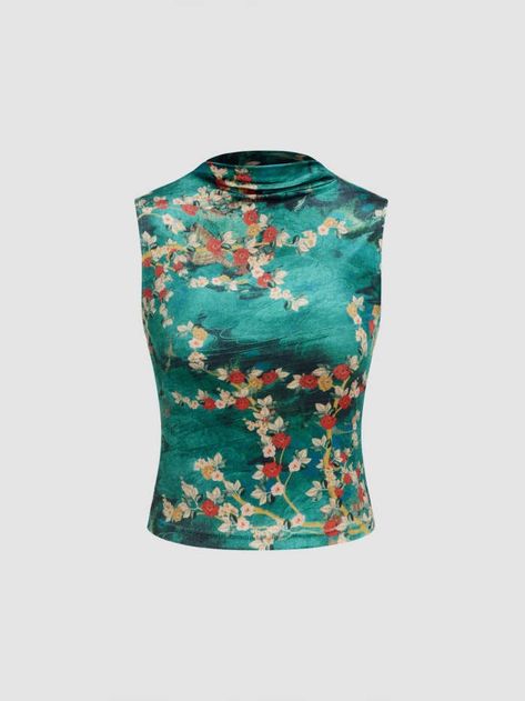 Velvet Sleeveless Blouse, Qipao Top, Collar Pattern, Floral Tank Top, Collar Designs, Floral Tank, Trendy Clothes For Women, Chest Pad, Mandarin Collar