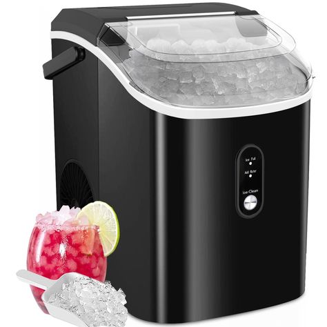 Kndko Nugget Ice Maker Countertop,34lbs/Day,Portable Crushed Ice Machine,Self Cleaning with One-Click Design & Removable Top Cover,Soft Chewable Pebble Ice Maker for Home Bar Camping RV,Black Pebble Ice Maker, Pebble Ice, Sonic Ice, Nugget Ice, Nugget Ice Maker, Homemade Cocktails, Ice Makers, Ice Maker Machine, Portable Ice Maker