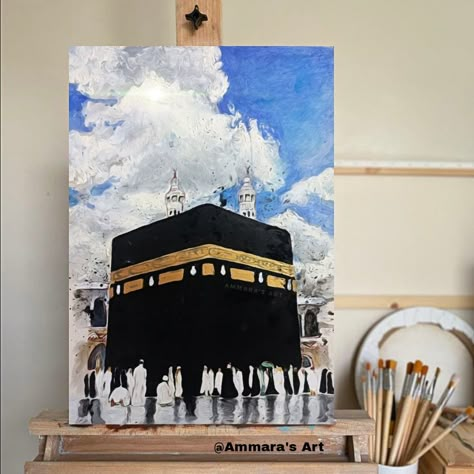 Kabaa Paintings, Makkah Art, Makkah Painting, Kaba Painting, Canvas Art Painting Abstract, Mughal Art Paintings, Islamic Art Canvas, Islamic Caligraphy Art, Islamic Calligraphy Painting