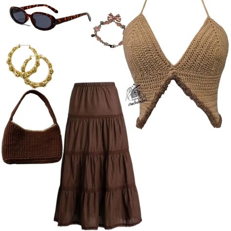 Vicentia Afful | Swipeleft Crochet top . #crochettop ##aesthetictop #crochetoutfit #explorepage #summer #summerclothesshopping | Instagram Crochet Brown Top, Corset Top Crochet, Crochet Pieces, Brown Top, Beach Tops, Asymmetrical Tops, Womens Clothing Stores, Top Photo, Senior Year