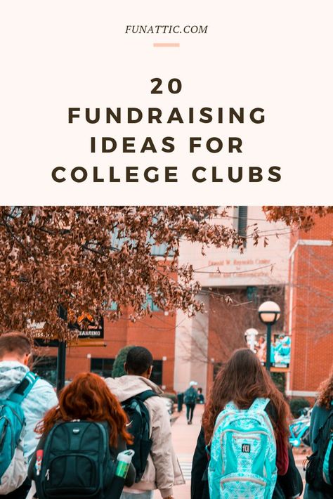 Are you looking for some fundraising ideas for college clubs? Well, you have come to the right place to find just that! In this article, you will find a list of 20 fundraising ideas for your college club. Be inspired! #FundraisingIdeasForCollegeClubsMoney #FundraisingIdeasForCollegeClubsSchools Fundraising Ideas College, College Fundraising Ideas, College Club Activities, Sorority Fundraiser, College Clubs, College Event Ideas, Philanthropy Ideas, Charity Work Ideas, Fun Fundraisers