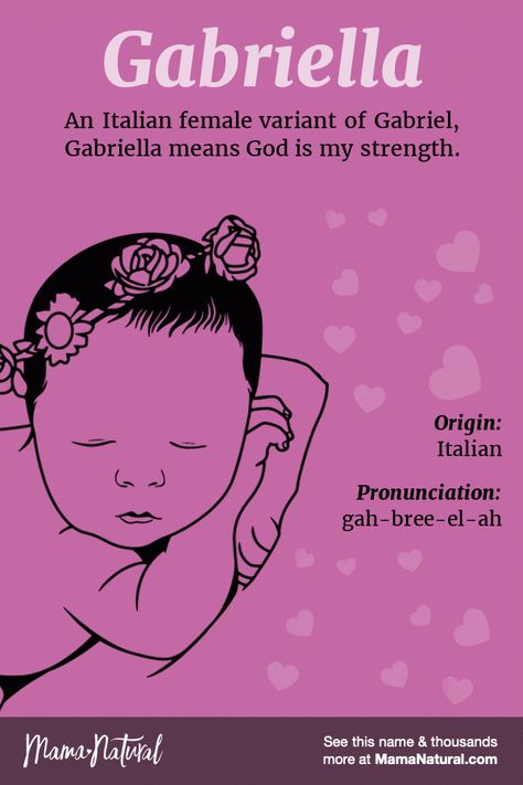 Gabriella https://www.mamanatural.com/baby-names/girls/gabriella/ Hazel Name, List Of Girls Names, Rare Names, Name Origins, Names Girl, Mama Natural, Middle Names, Vintage Names