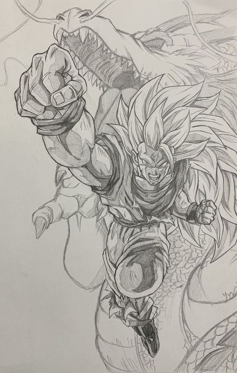 Dragon Ball Artwork Drawing, Goku Sketch Pencil, Dragon Ball Z Sketch, Dragon Ball Sketch, Dragonball Drawing, Goku Super Saiyan 3, Goku Ssj3, Super Saiyan 3, Dbz Drawings