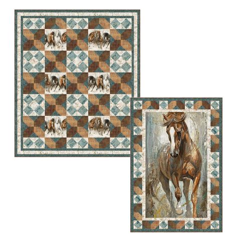 Northcott Fabrics Horse Quilts, Quilting With Panels, Quilts With Panels, Quilting Panels, Western Quilts, Southwest Quilts, Panel Quilt Patterns, Quilt Panels, Horse Quilt