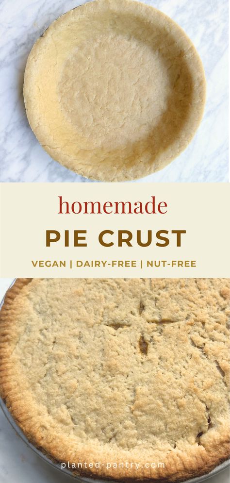 Use this easy vegan pie crust recipe for anything from pot pies to apple pie. This easy pie crust comes together with only four simple ingredients. Pie Crust Recipe Vegan, Easy Vegan Pie Recipes, Pie Crust Without Butter, Vegan Apple Pie Crust, Dairy Free Pie Crust Recipe, Easy Vegan Pie, Dairy Free Pie Crust, Vegan Pie Crust Recipe, Dairy Free Pies