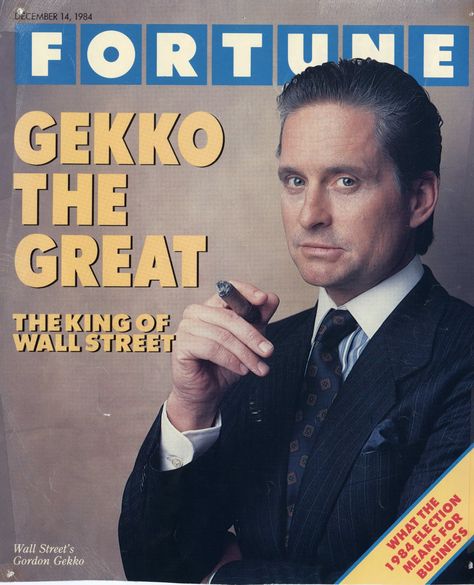 Street Hairstyle, Gordon Gekko, Celebrity Advertising, Trillion Dollars, Fortune Magazine, Here's The Thing, Slicked Back Hair, Film Books, The Villain