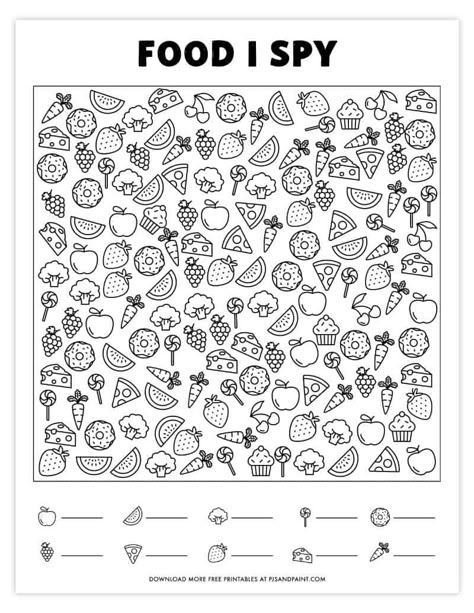 Free Printable I Spy Game – Food Themed I Spy I Spy Pictures Free Printable, I Spy Coloring Pages, Food Worksheets For Preschool, Ispy Worksheet For Kids, Food Related Activities For Kids, I Spy Worksheets Printables, Food Themed Activities For Kids, Look And Find Printables Kids Free, Food Related Games