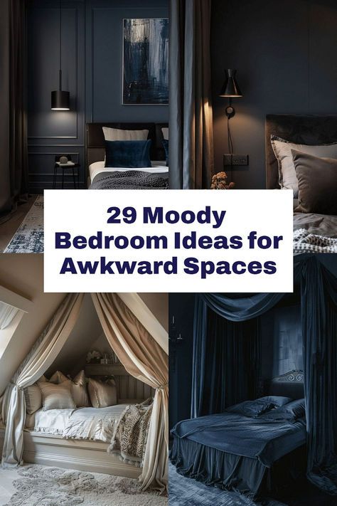 home decorating ideas that turns home into classy Brown Moody Bedroom, Awkward Bedroom Layout Ideas, Moody Small Bedroom, Ideas For Awkward Spaces, Dark Moody Bedroom, Dark Wood Accents, Window Seat Nook, Dramatic Bedroom, Dark And Moody Bedroom