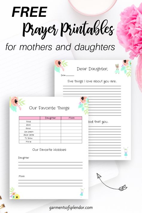 Grab this FREE mother/daughter prayer journal to deepen your relationship with your daughter and pray for her at the same time! #prayer journal #mother/daughter journal #journalforgirls Mother Daughter Journal Prompts, Mother Daughter Bible Study, Mommy And Me Journal, Mother Daughter Journal, Godly Mother, Mother Daughter Activities, Christian Retreat, Prayers For My Daughter, Daughter Activities