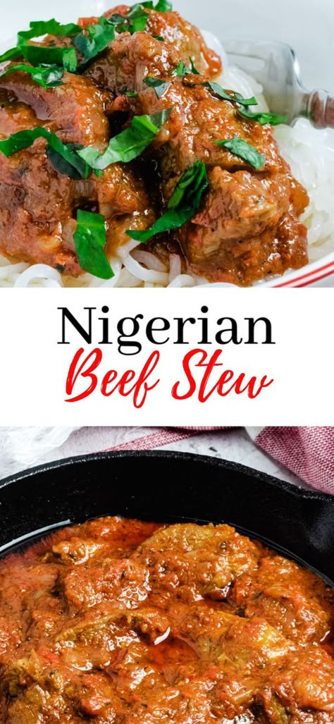 Nigerian Beef Stew is a mouthwatering West African stew made with blended tomatoes, bell peppers, habanero pepper, and herbs. This will quickly become a favorite stew in your low carb journey! #nigerianfood #beefstew #beefstewrecipe #nigerianrecipes Beef Stew Low Carb, Stew Low Carb, Low Carb Beef Stew, African Stew, African Recipes Nigerian Food, Dinner Recipes Healthy Low Carb, Habanero Pepper, Medicine Tips, Slow Cooker Recipes Beef