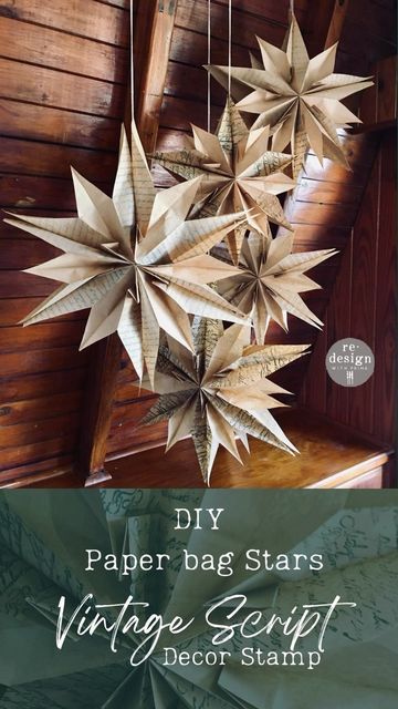 Paper Bags Stars, Diy Paper Bag Stars, Paper Bag Stars Tutorial, Diy Paperbag Stars, Brown Paper Bag Stars, Diy Paper Bag, Church Christmas Decorations, Star Diy, Classic Decor