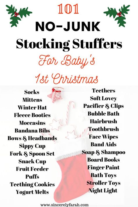 No Junk Stocking Stuffers, Stocking Stuffers For Baby, Baby's First Christmas Gifts, Stocking Stuffer Ideas, Baby's 1st Christmas, Baby Christmas Gifts, Mom Christmas, Baby's First Christmas, Christmas Stocking Stuffers