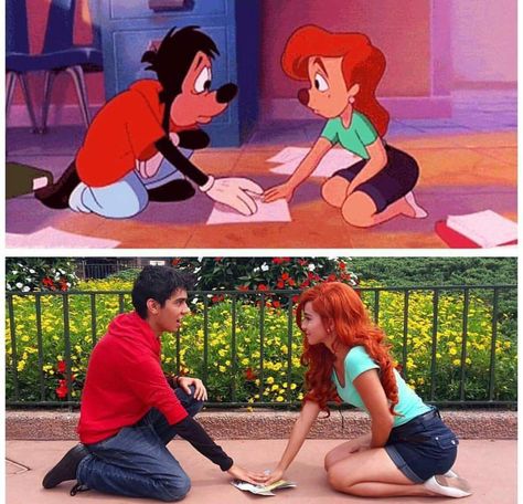 max and Roxanne cosplay Goofy And Roxanne Costume, Roxanne Cosplay, Jessica Vill, Disneybound Couples, Character Day Ideas, Goofy Costume, Max And Roxanne, Max Costume, Disney Bound Outfits Casual