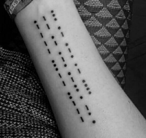 Morse Code Tattoo Dots Tattoo, Tattoo Lines, Code Tattoo, Morse Code Tattoo, Fire Fighter Tattoos, Brother Tattoos, Bike Tattoos, Dot Tattoos, Awesome Tattoos