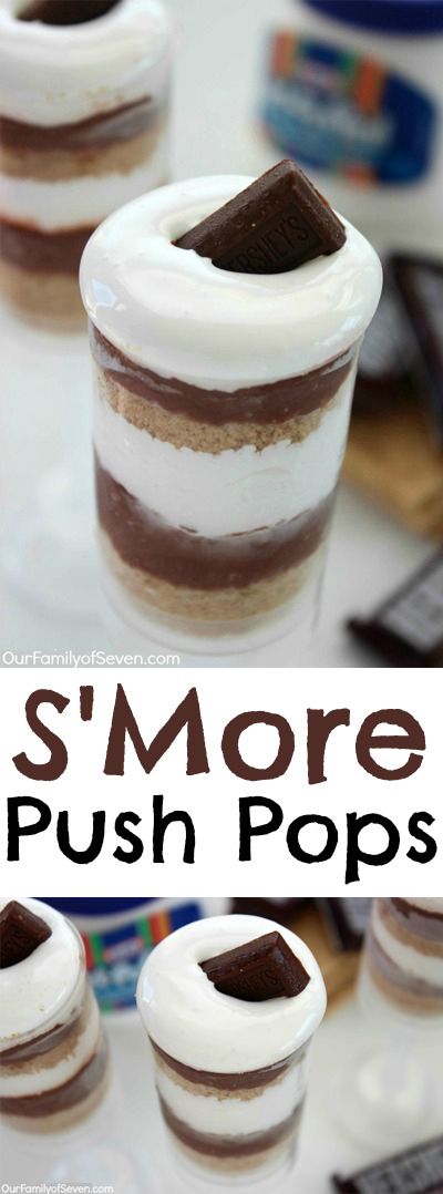 S'More Push Pops-- Super simple fun s'more treat for summer. Great for your bbq's. Push Pops Recipes, Push Pop Desserts, Push Cake, Push Up Pops, Cake Push Pops, Smores Cake, Push Pop, Push Pops, Orange Cake