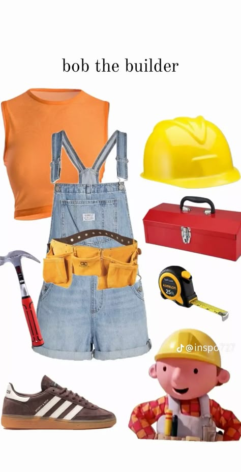 Bob The Builder Costume Women, Bob The Builder Costume, Builder Costume, Infant Mobile, Halloween Costumes Solo, Construction Worker Costume, Carnaval Inspo, Costumes Brunette, Fall Sleepover