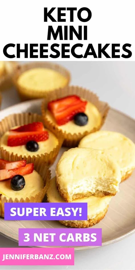 Keto Mini Cheesecake, Mini Cheesecake Bites, Keto Cakes, Low Carb Low Fat Recipes, Low Carb Ice Cream, Low Carb Cheesecake, Lost 100 Pounds, Low Carb Treats, Low Carb Low Sugar