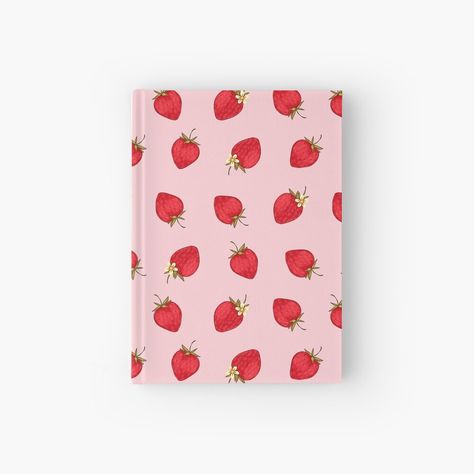 Strawberry School Supplies, Strawberry Notebook, Aesthetic Stationary, Kawaii Notebook, Pastel Pink Background, Butterfly Birthday Cakes, Cute Diary, Random Products, Diy Pencil