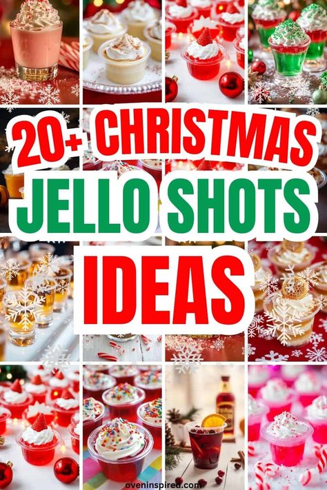 Check out these delicious and very easy Christmas jello shots for your holiday parties this season. Save this pin! Jello Shots For Christmas Party, Candy Soaked In Alcohol Ideas, Gameday Jello Shots, Alcoholic Snacks Parties Treats, Boozy Jello Jigglers, Jello Shots Display Party Ideas, Brunch Jello Shots, Festive Jello Shots, Jello Jigglers With Alcohol