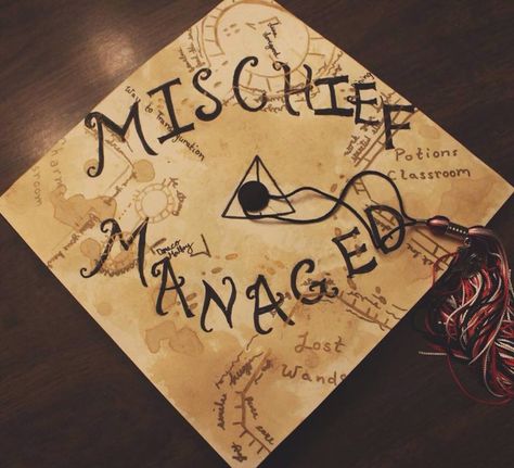 Mischief Managed grad cap idea Harry Potter Grad Caps, Mischief Managed Grad Cap, Grad Cap, Mischief Managed, Harry Potter