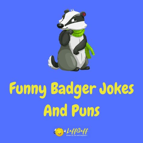 We've been badgered long enough to bring you some more animal jokes, so here's a great sett of funny badger jokes and puns! Read more now ... Honey Badger Humor, Teacher Puns, Bartender Set, Jokes And Puns, Bear Tracks, Wild Hog, Go To The Cinema, Driving Instructor, Honey Badger