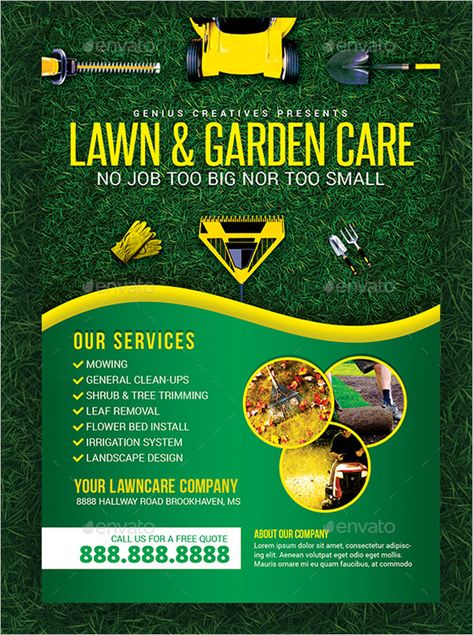 Lawn Care Flyers Templates Free Lawn Care Flyers, Restaurant Business Cards, Lawn Care Business, Lawn Mowing, Landscaping Business, Name Card Design, Flyer Printing, Free Flyer Templates, Tree Trimming