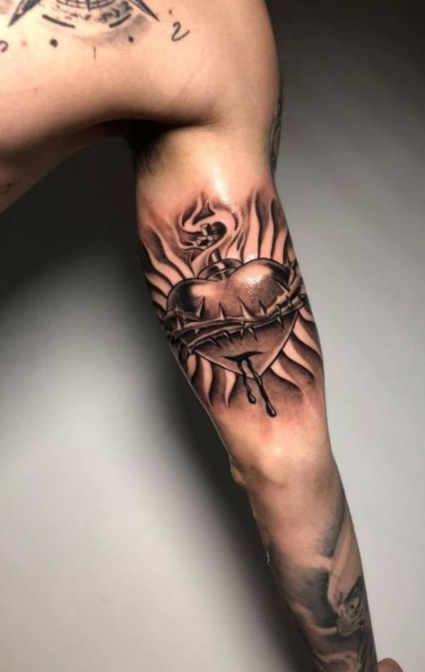 Angel Wings Tattoo Neck, Inside Bicep Tattoo, Bicep Tattoo Women, Inside Of Arm Tattoo, Aztec Tattoos Sleeve, Bicep Tattoo Men, Arm Tattoos For Guys Forearm, Inner Arm Tattoos, Inner Bicep Tattoo