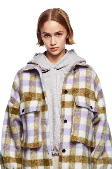 PLAID OVERSHIRT | ZARA United States Wool Overshirt, Wool Blend Jacket, Oversized Jacket, Lapel Collar, Asymmetric Hem, Zara Women, Women's Plaid Shirt, Women's Jacket, Ferrari