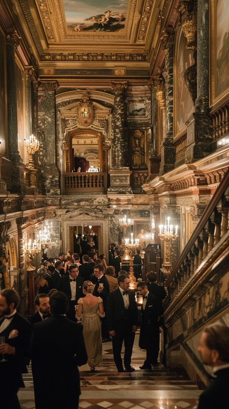 "Elegant Evening Event: #EveningEvent #FormalAttire gather in a lavish, ornately decorated hall during a sophisticated event. #LuxuryDecor #Gathering #EventPhotography #DownloadableContent #Prompt 👉 https://stockcake.com/i/elegant-evening-event_1056575_944792". Nyc Gala Aesthetic, Masquerade Ball Room Aesthetic, Ballroom Aesthetic Modern, Fancy Night Out Aesthetic, Fancy Gala Aesthetic, Gala Dinner Aesthetic, Rich Event Aesthetic, Elegant Life Aesthetic, Fancy Event Aesthetic