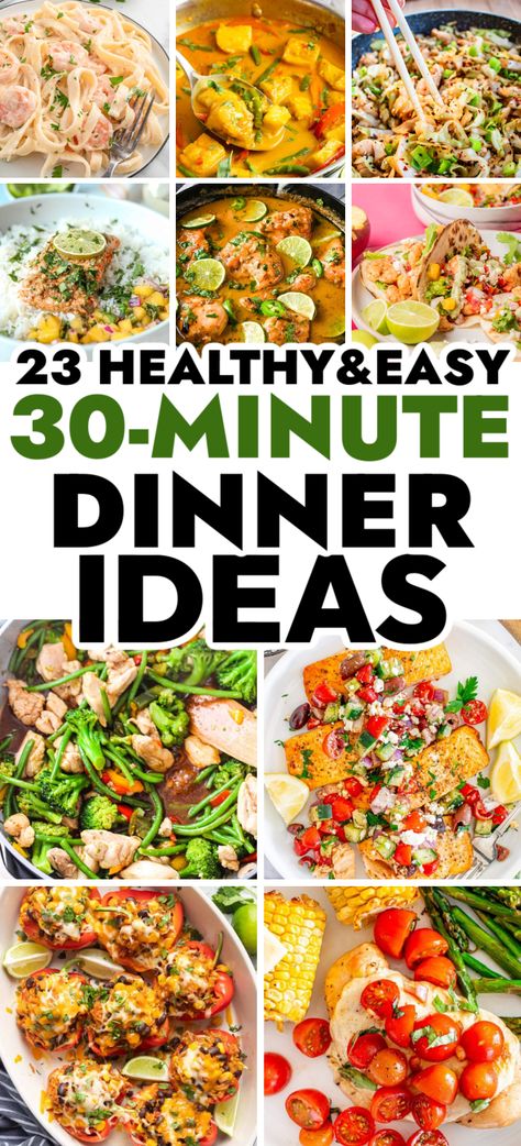 30 Minute Dinners – Make a healthy and easy dinner just in 30 minutes with these easy and quick weeknight dinner ideas that will take you just an half of hour to make. Healthy dinner recipes cheap, easy healthy recipes dinners, quick and healthy dinner ideas, healthy eating, dump and go dinner ideas, easy kid friendly dinners picky eaters, quick dinner ideas for kids picky eaters, quick dinner ideas for family busy mom easy meals, cheap and quick school nighr meals. Weekly Dinners For Family, Cheap Easy Quick Dinners For Family, Easy Weekday Meals Dinners, Homemade Meals Dinner Tonight, Picky Family Dinner Ideas, Easy Lunch And Dinner Ideas, Things To Make For Supper, Healthy Premade Dinners, Dinner Recipes Not Pasta