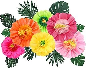 Bbq Decor, Tropical Classroom, Mexican Fiesta Birthday Party, Paper Flower Backdrop Wedding, Flamingo Color, Bbq Table, Fiesta Birthday Party, Hawaiian Luau Party, Jungle Leaves