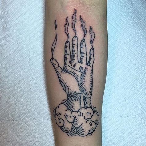 Hand Of Glory Tattoo by Ron Mor #handofglory #supernatural #traditional #RonMor | Apr 5th 2016 | 14882 Hand Of Glory Tattoo, Shaking Hands Tattoo, Hand Of Glory, Glory Tattoo, Flesh Tattoo, Etching Tattoo, Woodcut Tattoo, Engraving Tattoo, Candle Tattoo