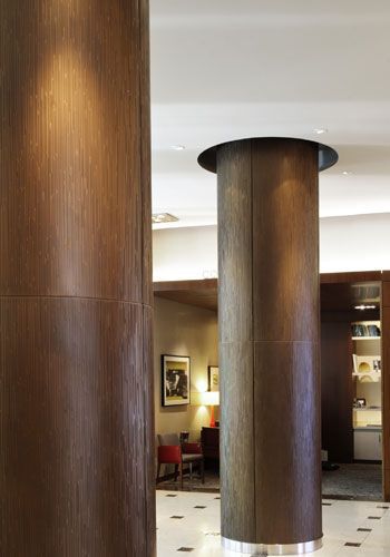 Interior Column Wraps | Intercontinental Hotel: Round Column Cladding, Round Pillar Design Interior, Round Column Design, Column In Living Room, Pillar Design Interior, Column Decoration Ideas, Interior Pillars, Columns Interior, Column Cladding