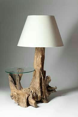 Koti Diy, Driftwood Furniture, Driftwood Lamp, Driftwood Projects, Log Furniture, Driftwood Crafts, Tree Stump, Wooden Lamp, Household Furniture