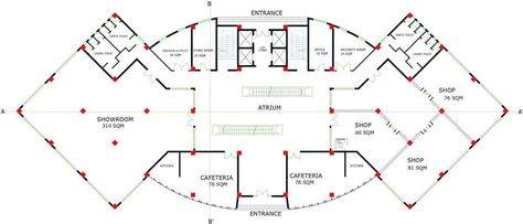 Shopping center floor plans, elevations, sections and views detail | Built Archi Mall Floor Plan Layout, Shopping Center Floor Plan, Shopping Complex Plan, Shopping Mall Floor Plan, Mall Floor Plan, Bloxburg Mall, Mall Plan, Shopping Center Architecture, Mall Architecture